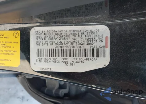 2002 Lexus Gs 300 z USA, uszkodzony, nr VIN JT8BD69S320162078